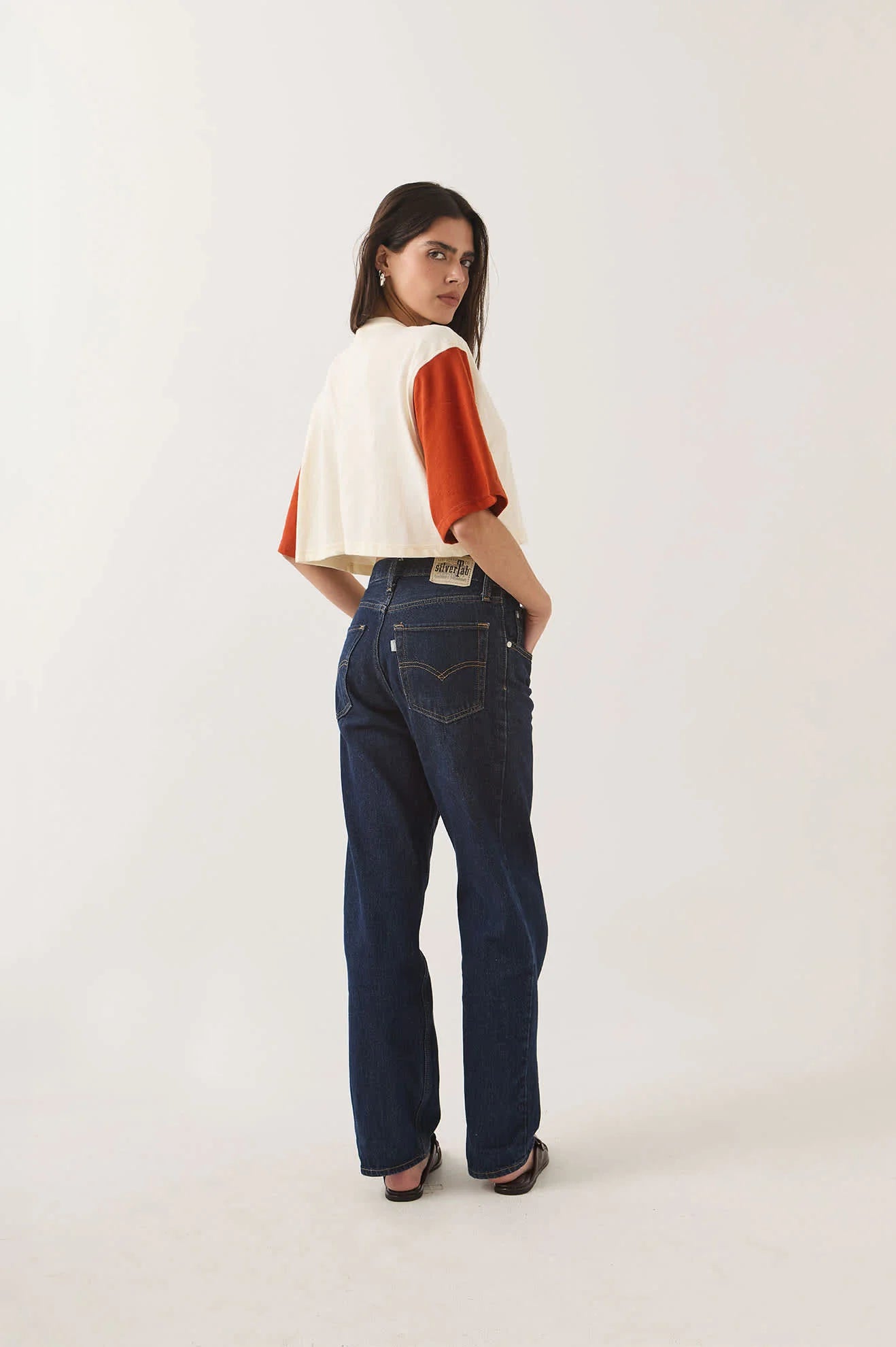 Brixton, Carefree Organic Cropped Tee, Off White/Rust