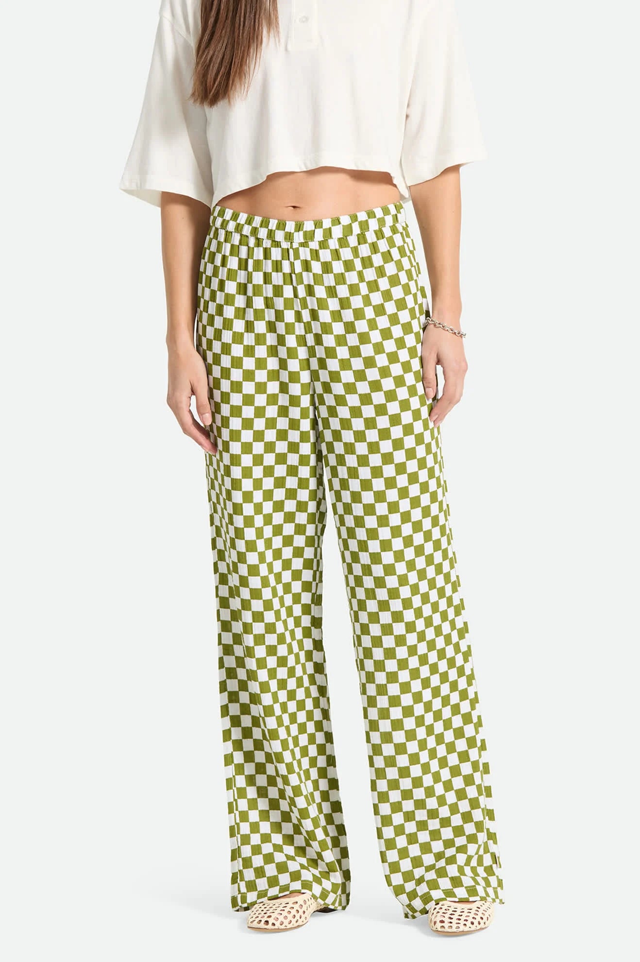 Brixton, Lola Lounge Pant, Sublime Green Checkerboard