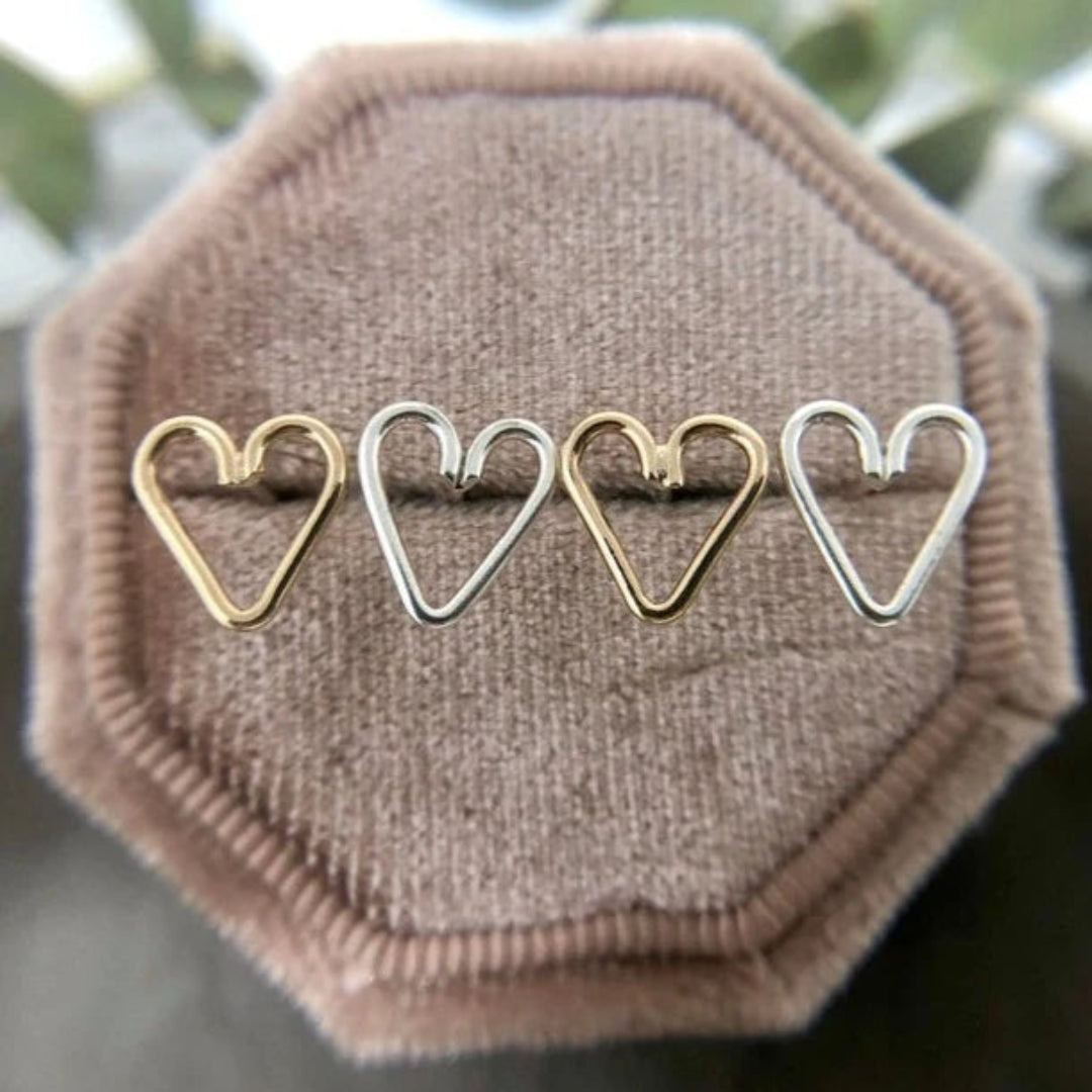 Open Fire, Heart Studs, 14K Goldfill