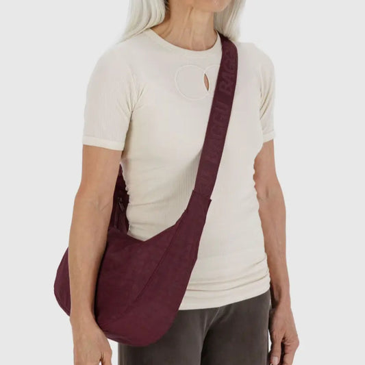 Baggu, Medium Nylon Crescent Bag, Various Colours (Painted Wildflower & Mahogany)