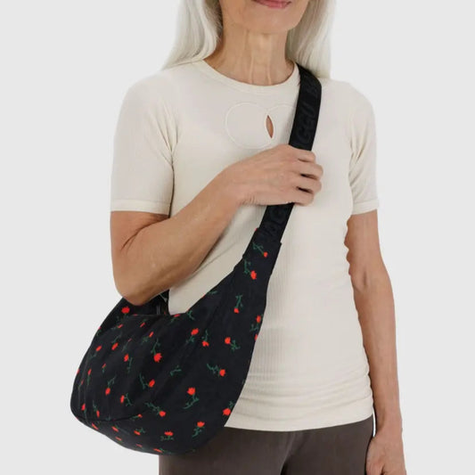 Baggu, Medium Nylon Crescent Bag, Various Colours (Painted Wildflower & Mahogany)