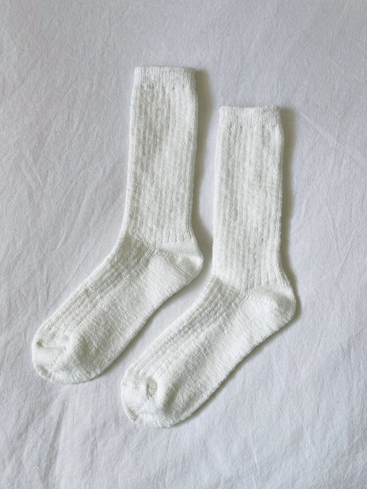 Cottage Socks, White Linen
