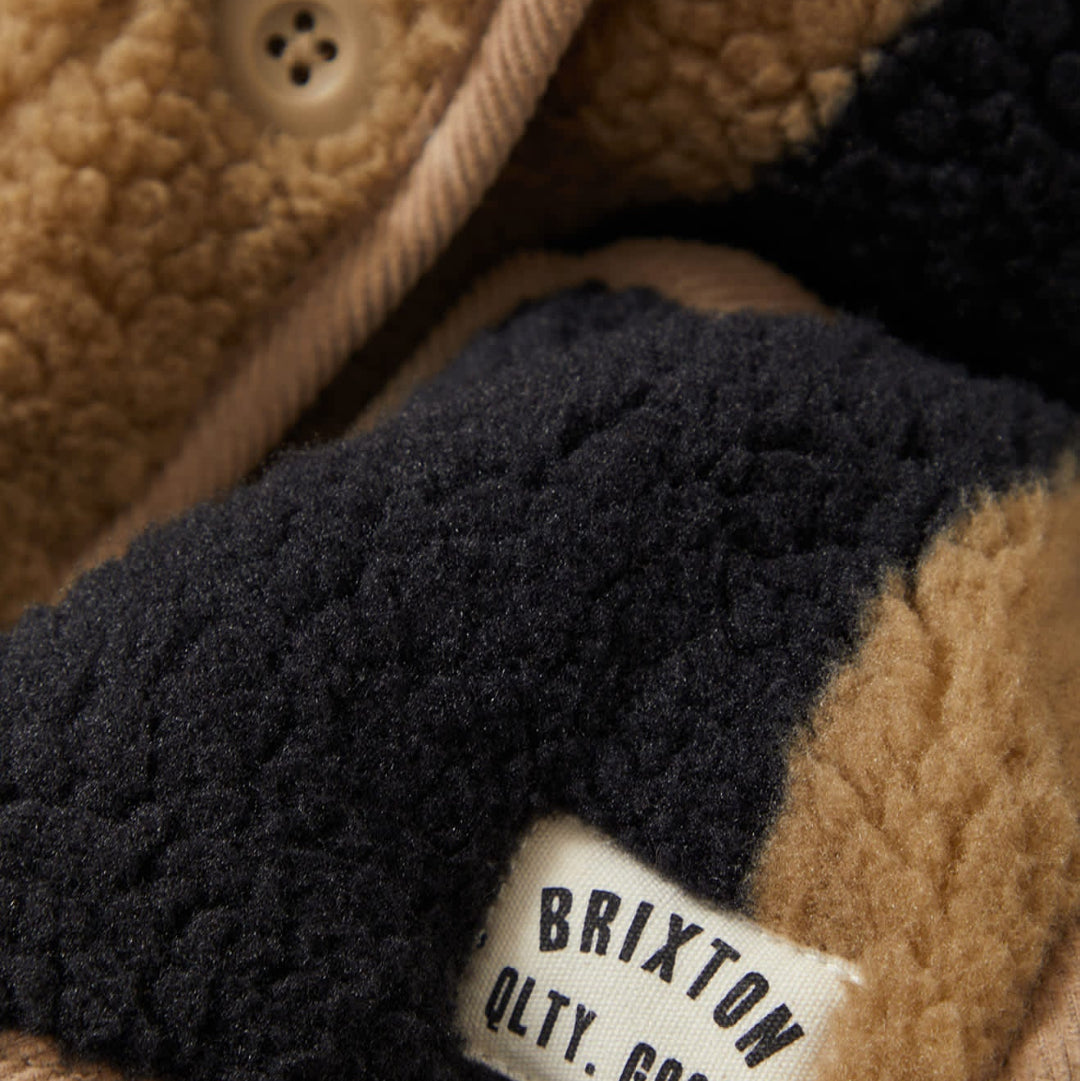 Brixton, Delilah Sherpa Jacket, Khaki/Black Stripe