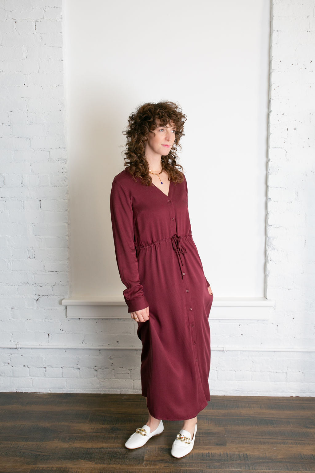 Minimum, Niola Midi Dress, Burgundy