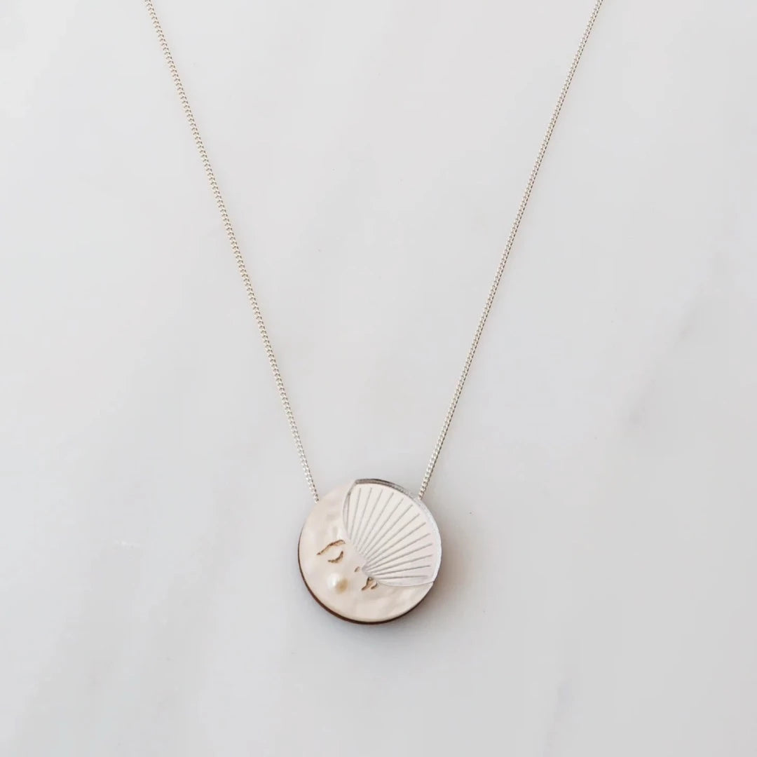 Moon Necklace, Silver
