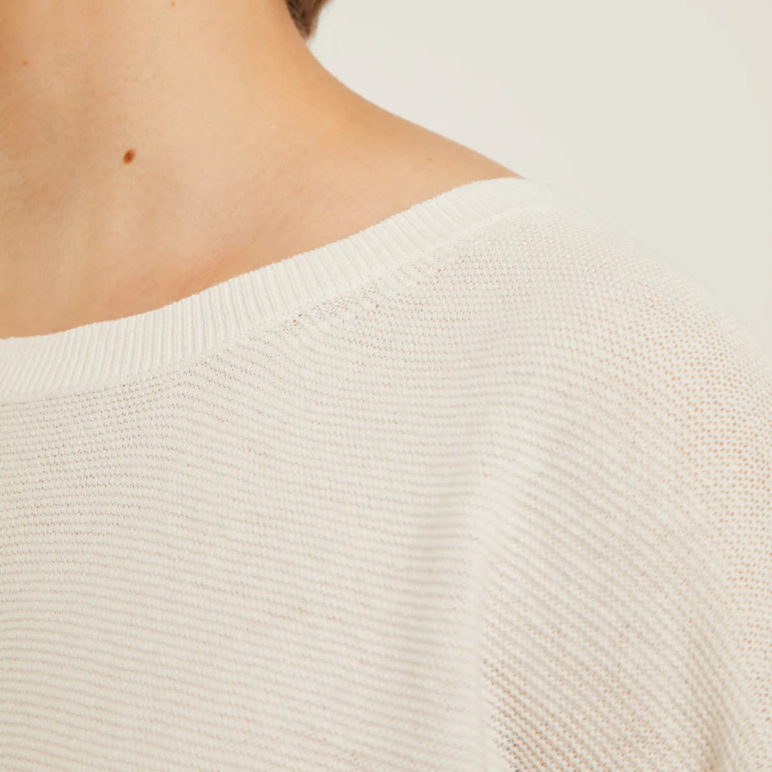 Naif, Timea 3/4 Sleeve Linen and Cotton Sweater, Ivory