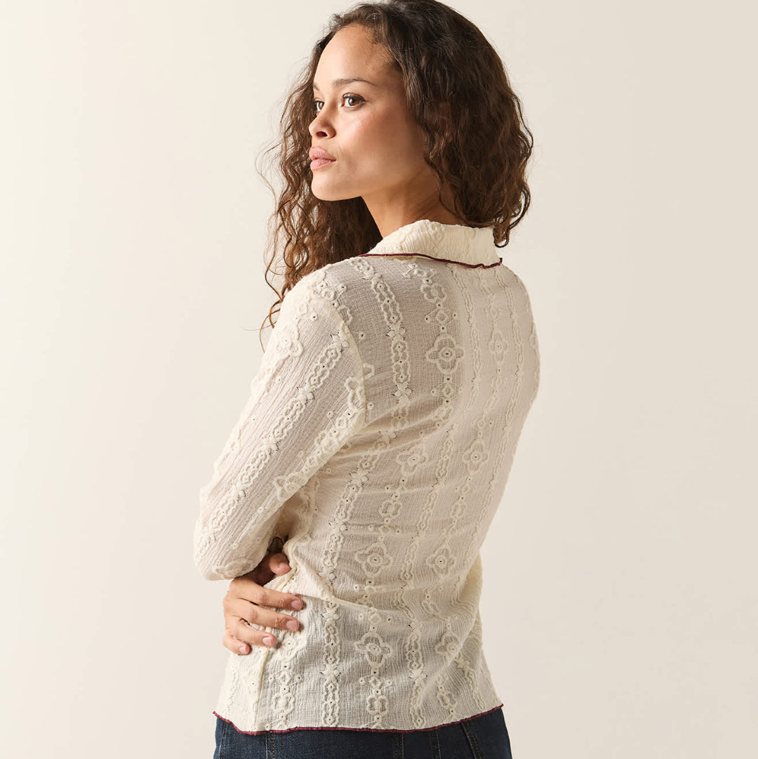 Brixton, Grace Button Down Shirt, Off White/Wild Ginger