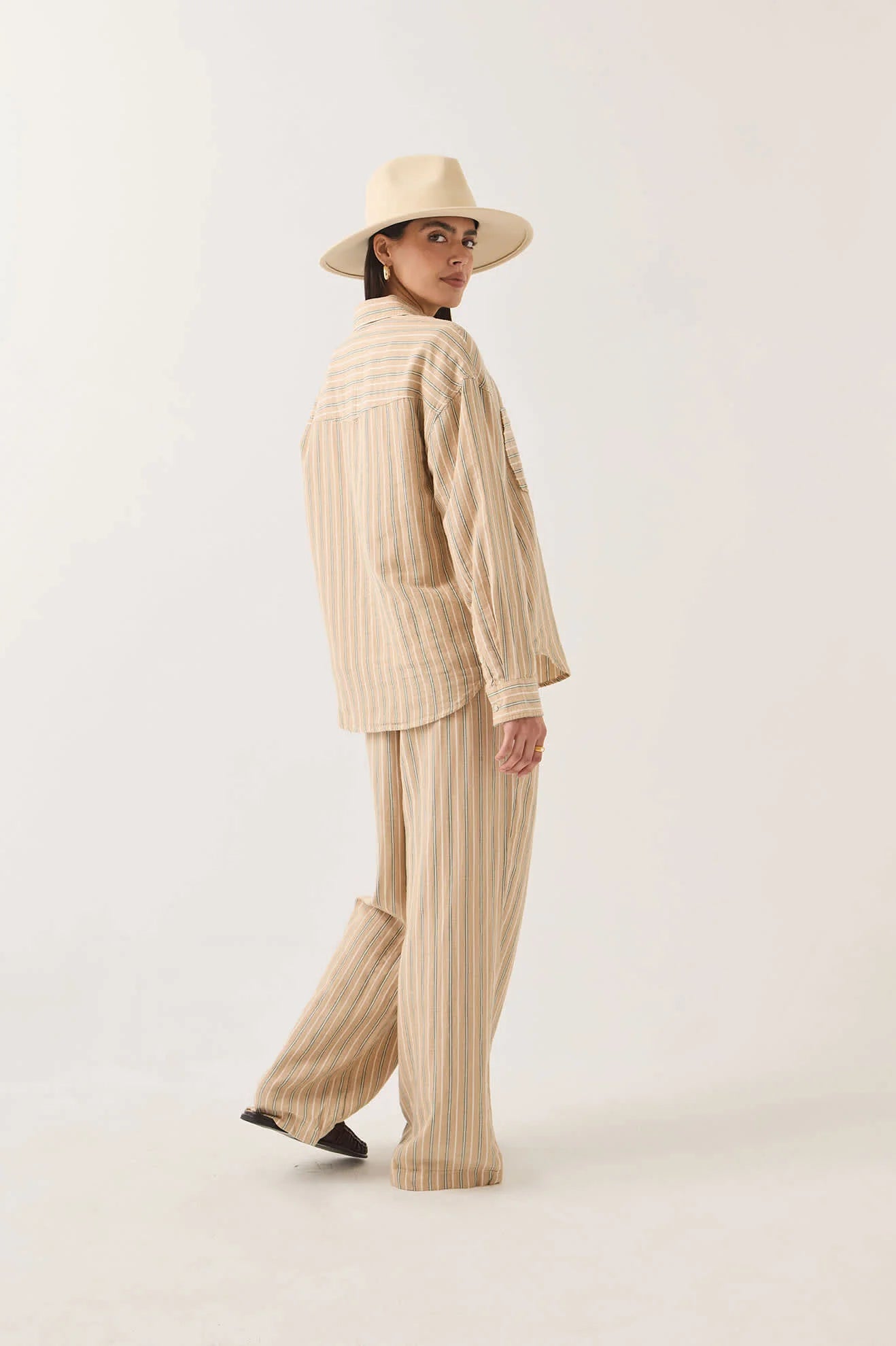 Brixton, Wayne W L/S Woven, Sand Stripe