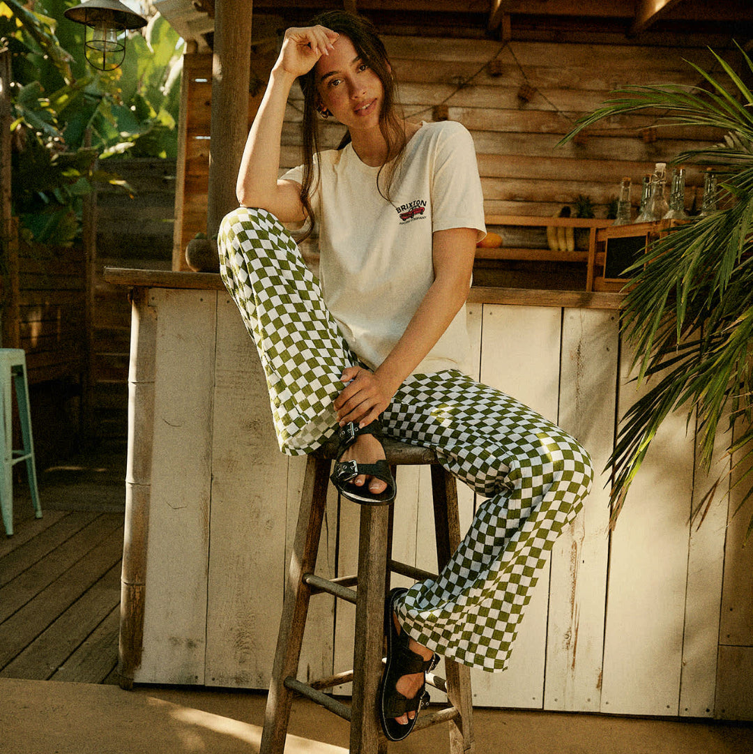 Brixton, Lola Lounge Pant, Sublime Green Checkerboard