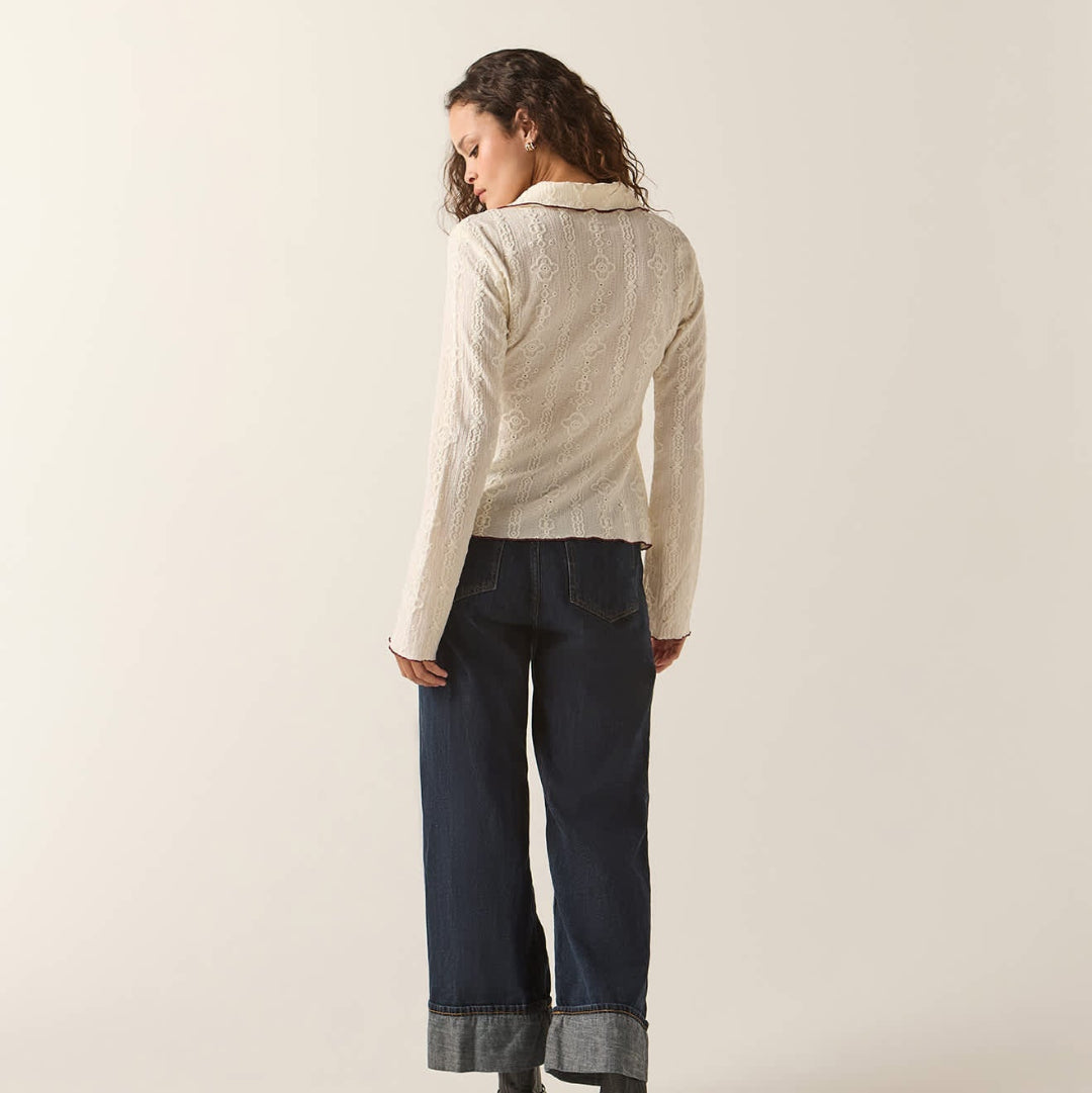 Brixton, Grace Button Down Shirt, Off White/Wild Ginger