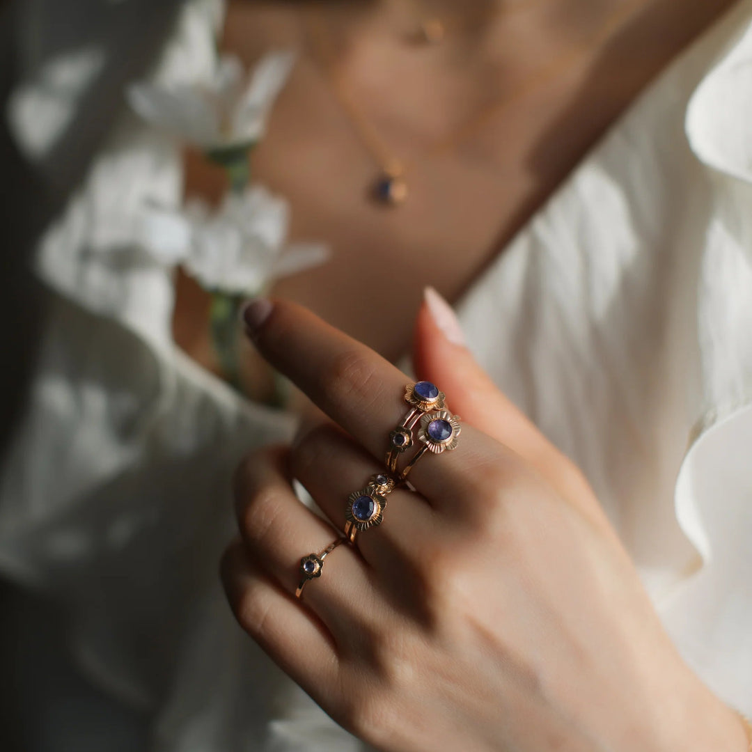 Strut Jewelry, Flower Ring, Gold-Fill