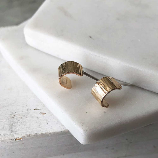 Wide Mini Hoops, Gold