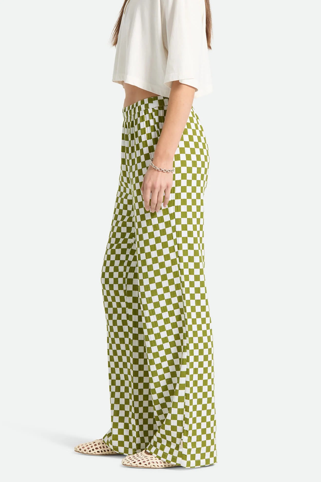 Brixton, Lola Lounge Pant, Sublime Green Checkerboard