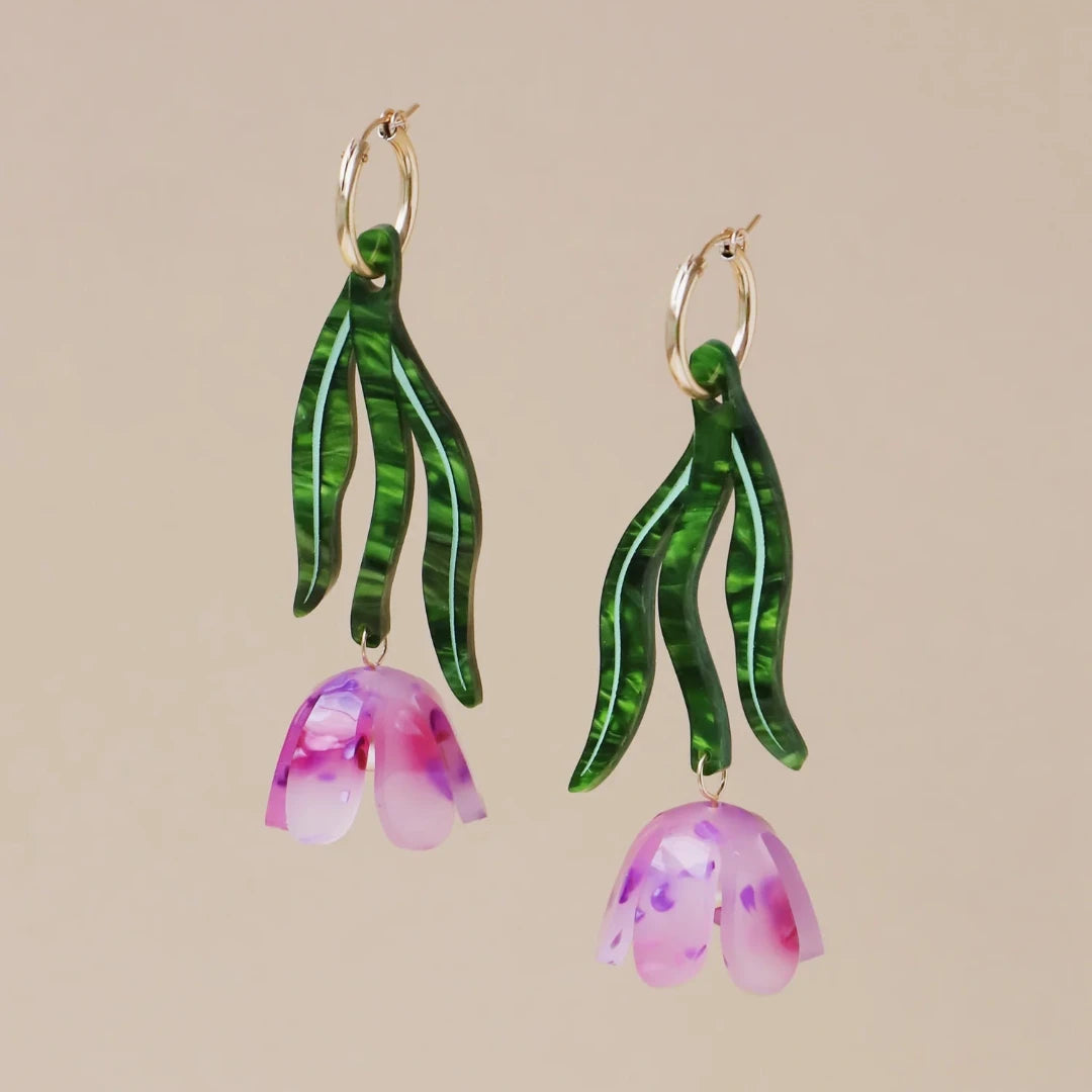 Wolf & Moon, Tulip Statement Hoops in Lavender Speckle