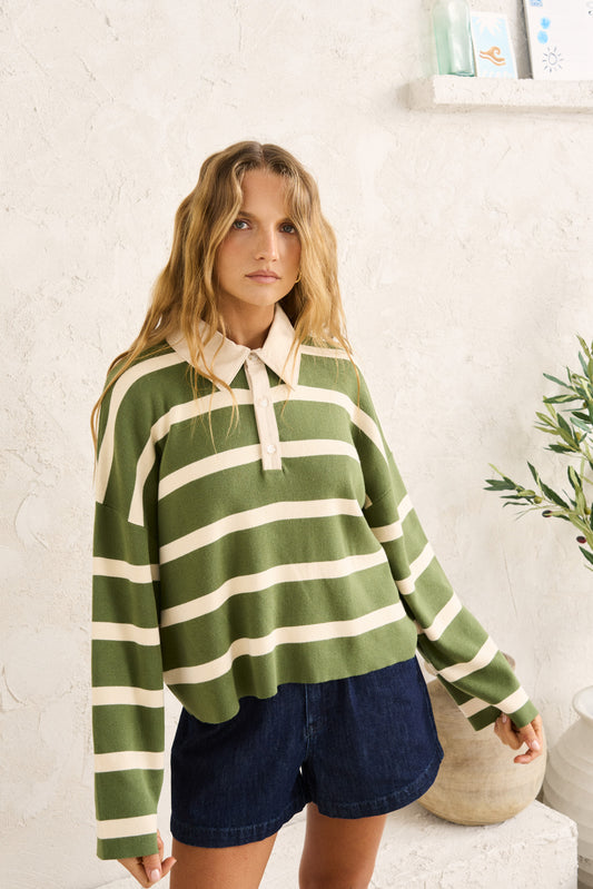 Rhythm, Rugby Polo Knit Sweater