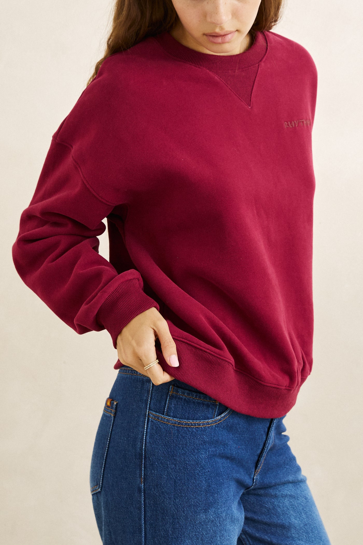 Rhythm, Everyday Crewneck Fleece, Plum
