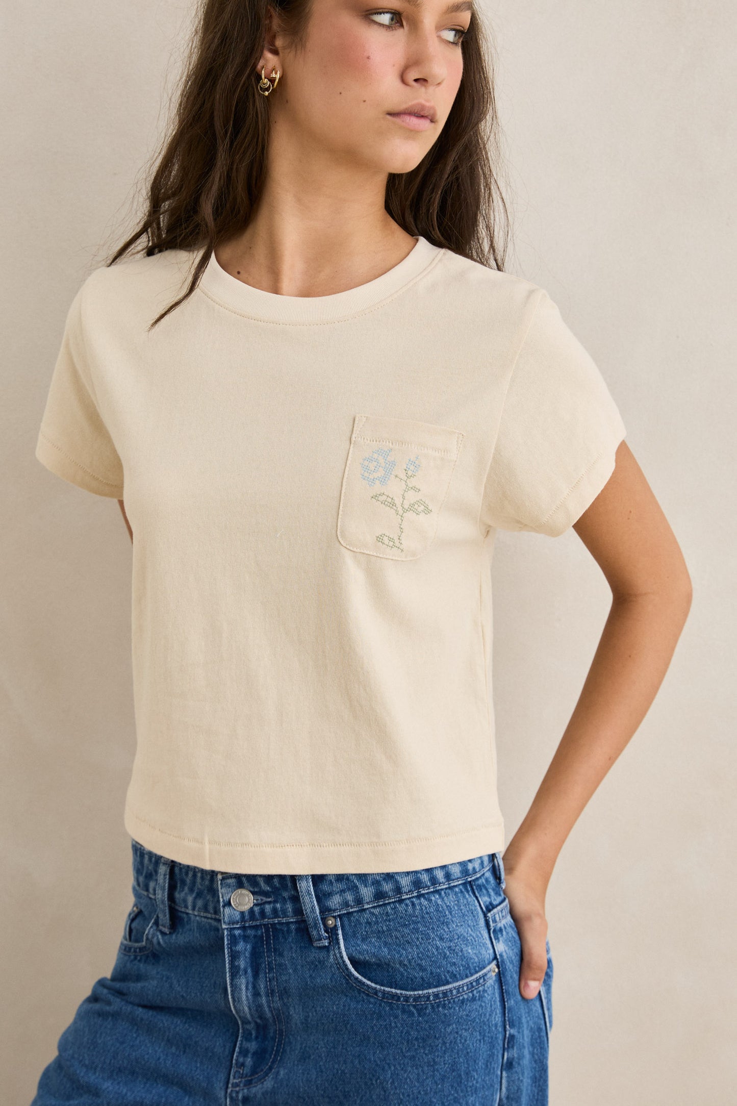 Rhythm, Seaside Floral Tee, Natural