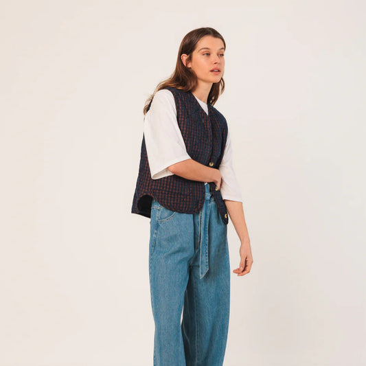 Indi & Cold, Vichy Quilted Micro-Corduroy Vest