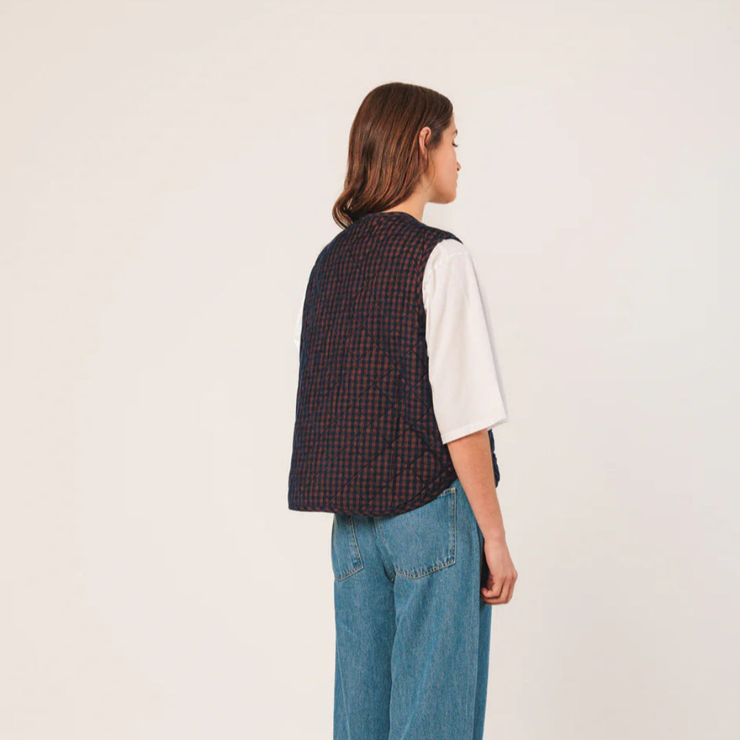Indi & Cold, Vichy Quilted Micro-Corduroy Vest