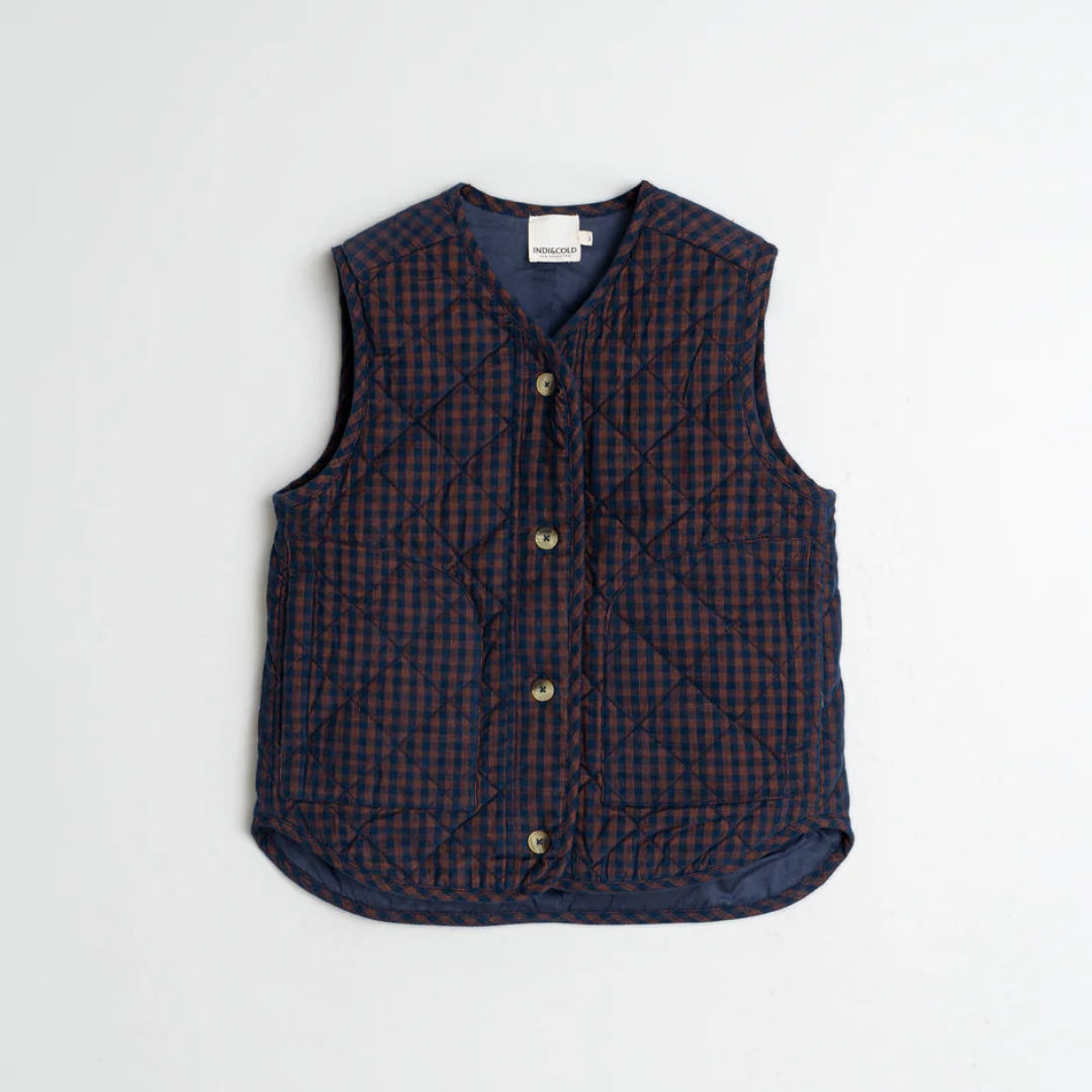 Indi & Cold, Vichy Quilted Micro-Corduroy Vest