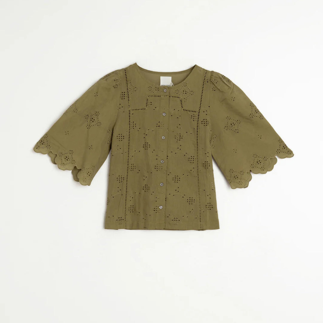 Indi & Cold, Boxy Shirt with Schiffli Embroidery
