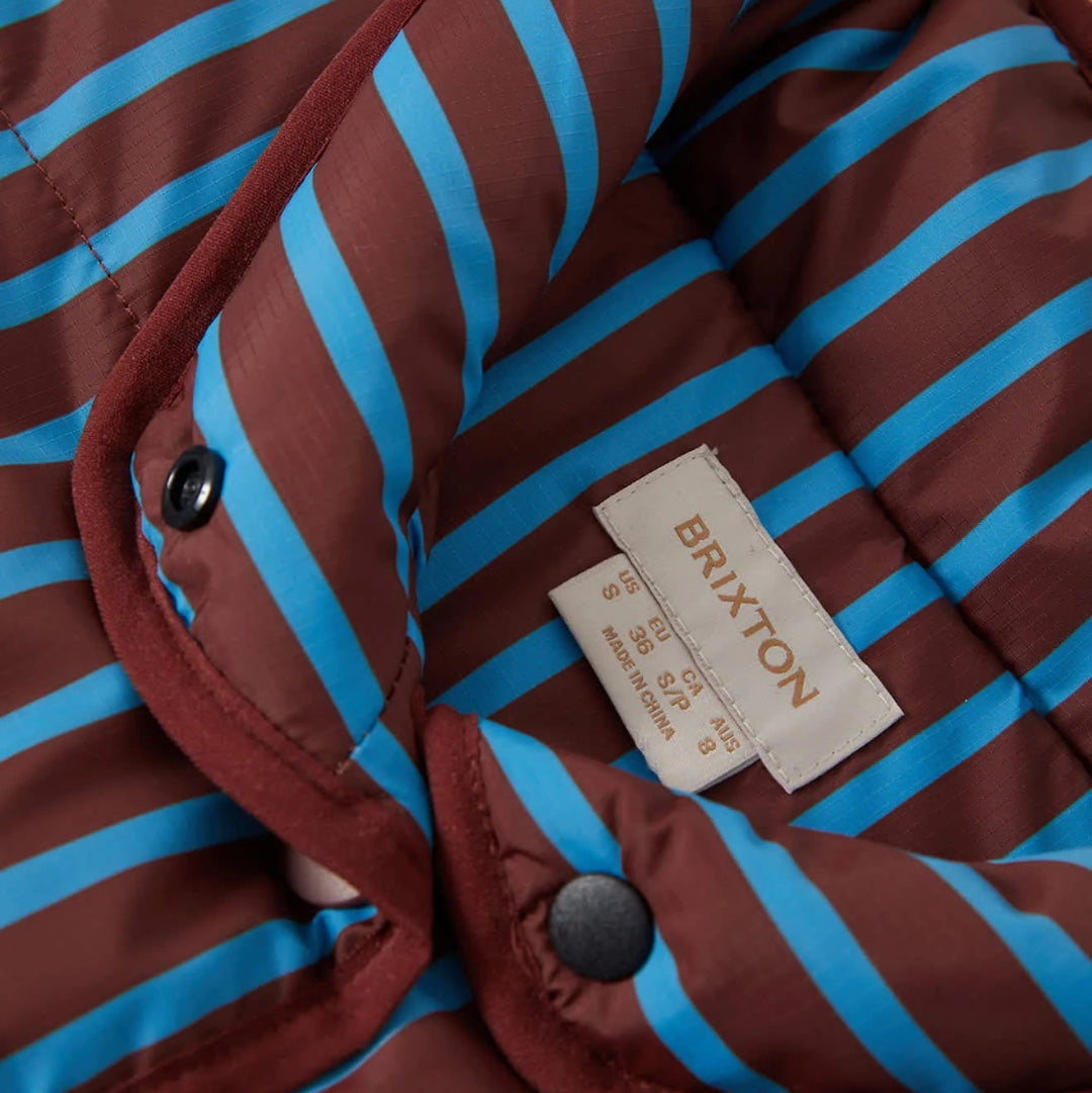 Brixton, Delilah Mock NeckJacket, Dark Brick/Electric Indigo Stripe