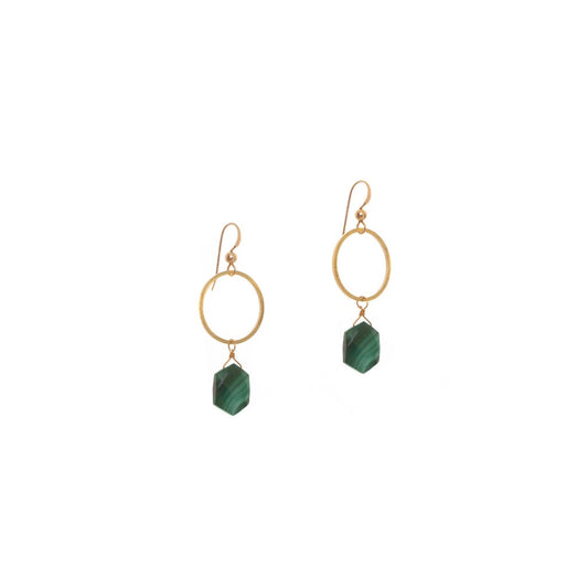 Rhea Earrings, Malachite