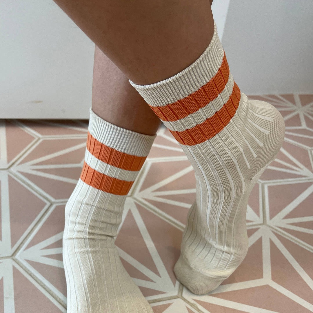 Her Varsity Socks - Orange Cream