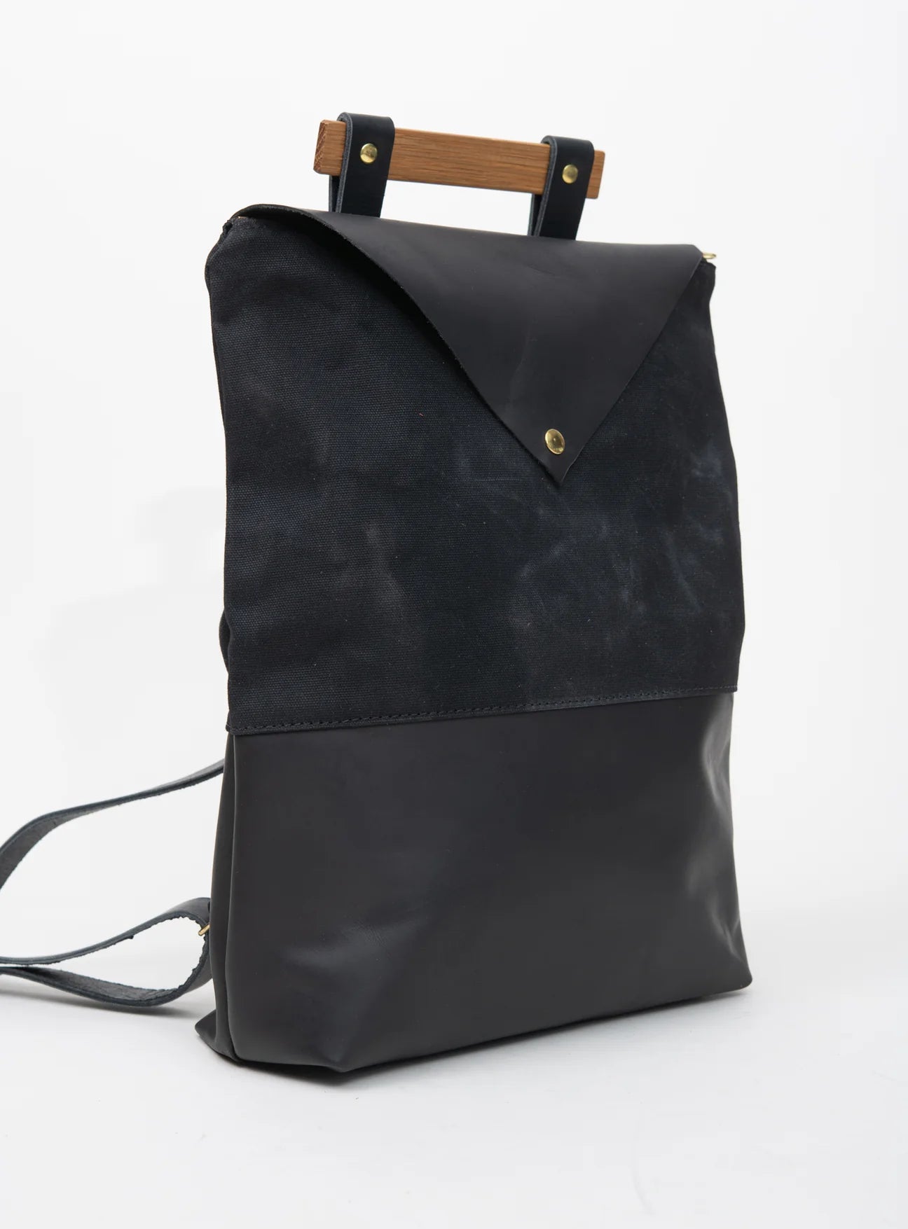 Leather and Waxed Cotton Backpack, Fullum Model