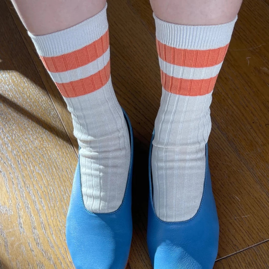 Her Varsity Socks - Orange Cream