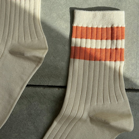 Her Varsity Socks - Orange Cream