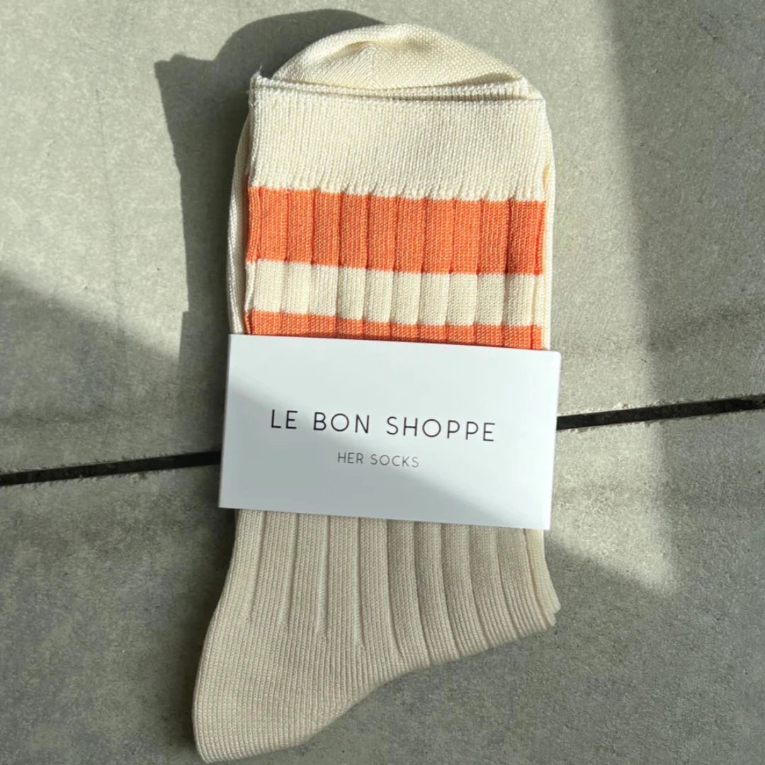 Her Varsity Socks - Orange Cream