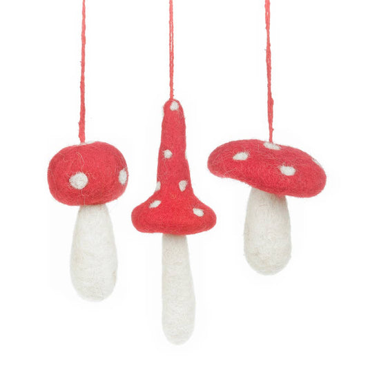Handmade Felt Wild Toadstools Ornaments (Set of 3)
