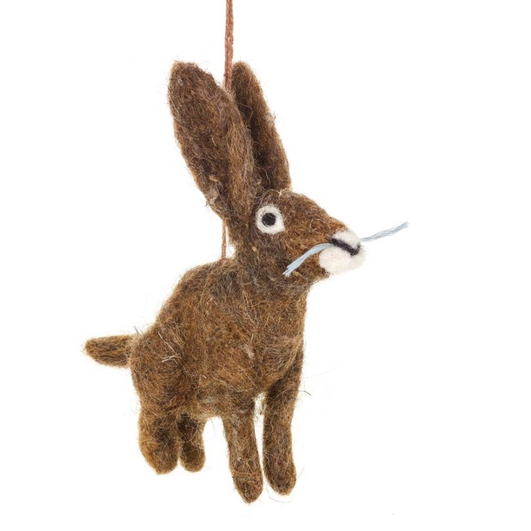 Handmade Felt Herbert the Hare Hanging Ornament