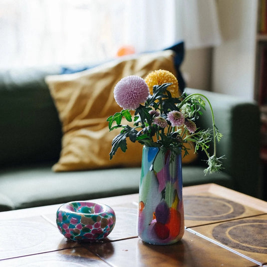 Rainbow Crackle Vase