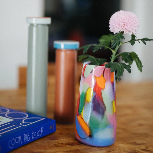 Rainbow Crackle Vase